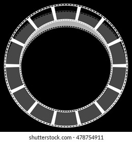 Circle filmstrip isolated with shadow for photography, multimedia concepts