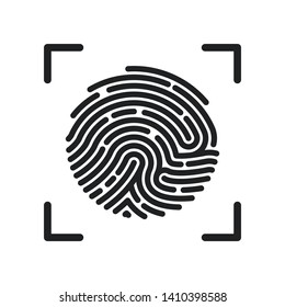 Circle Fingerprint Icon Design For App. Finger Print Flat Scan. Simple Imprint Web Icon. Vector Illustration  