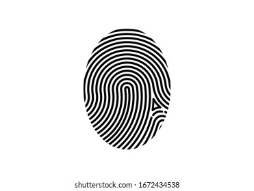 Circle fingerprint icon design for app.  Digital touch scan identification or electronic sensor authentication. Finger print flat scan.  Biometric security system concept with fingerprint.