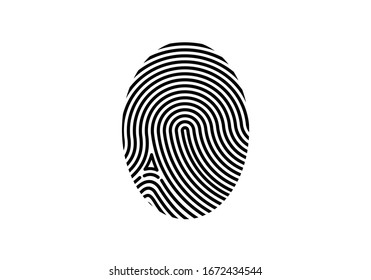 Circle fingerprint icon design for app.  Digital touch scan identification or electronic sensor authentication. 
Finger print flat scan.  Biometric security system concept with fingerprint.