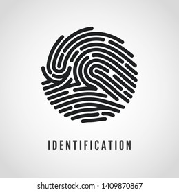 Circle Fingerprint icon design for application. Finger print flat scan. Vector illustration isolated on white background