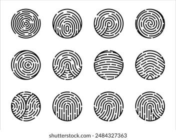 Circle Fingerprint Icon Set Collection