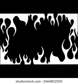 Circle Fire Flame Pattern on Dark Background. Ring Fiery Frame in Cartoon Anime Style. Vector Burn Fire Texture