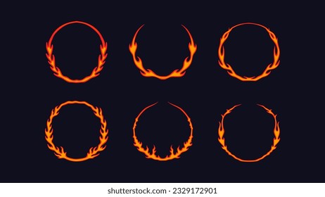 Circle fire frame cartoon vector illustration collection