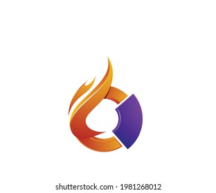 circle fire icon logo design template
