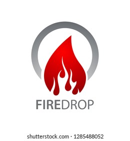Circle fire water drop logo concept design. Symbol graphic template element vector