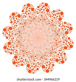 Circle Fireworks Flower vector illustration. Style is orange flat circles, white background.