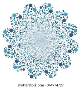 Circle Fireworks Flower vector illustration. Style is cyan and blue bicolor flat circles, white background.