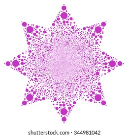 Circle Fireworks Flower vector illustration. Style is violet flat spheres, white background.