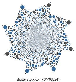 Circle Fireworks Flower vector illustration. Style is cobalt and gray bicolor flat bubbles, white background.