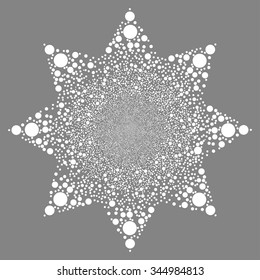 Circle Fireworks Flower vector illustration. Style is white flat bubbles, gray background.