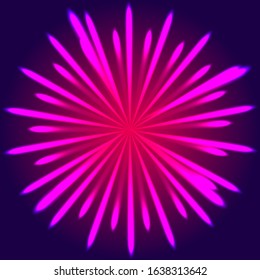 Circle Fireworks pink and blue  background. Vector stock illustration for poster