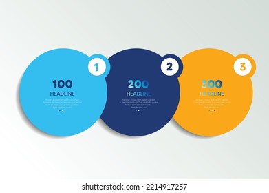 Circle first, second and third diagram, scheme, chart. 3 template for presentation. 3 steps options, elements, ingographic.