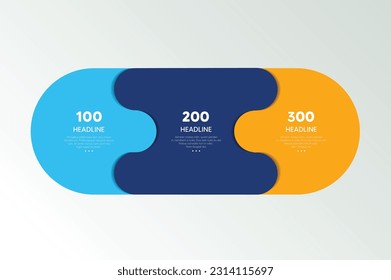 Circle first, second and third diagram, scheme, chart. 3 template for presentation. 3 steps options, elements, ingographic.