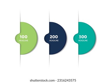 Circular primero, segundo y tercer diagrama, esquema, gráfico. 3 plantilla para presentación. 3 pasos opciones, elementos, ingográfico.