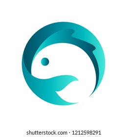 circle fish 3d graphic  logo design