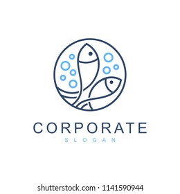 Circle Fish Logo In Mono Line