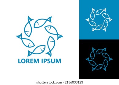 Circle fish logo template design vector