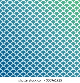 Circle fish-scales Pattern. Abstract Background. Vector Regular Texture. Emerald colors