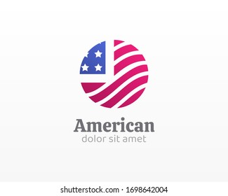 Circle flag. American circle flag icon