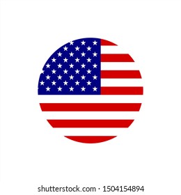 circle flag of american on white background
