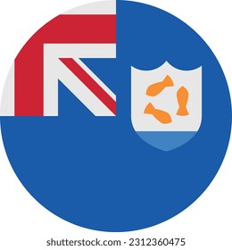 A Circle Flag of Anguilla on White Background. Vector. EPS File.