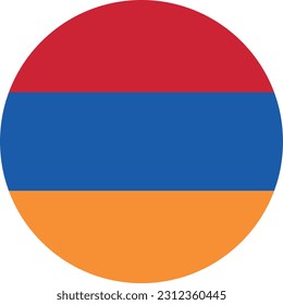 A Circle Flag of Armenia on White Background. Vector. EPS File.