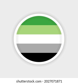 Circle flag of aromantic orientation with white background.