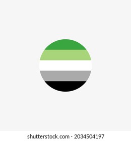 Circle flag of aromantic orientation with white background.