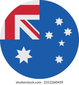 A Circle Flag of Australia on White Background. Vector. EPS File.