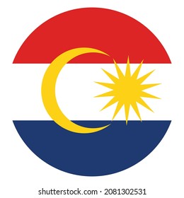Circle Flag banner of Labuan state and federal territory of Malaysia vector illustration. Emblem of Labuan.  Coast of Borneo in East Malaysia.