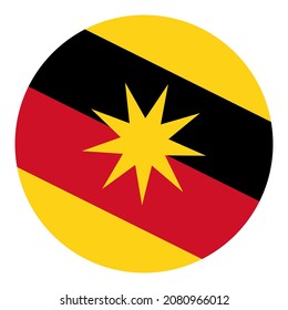 Circle Flag banner of Sarawak state and federal territory of Malaysia vector illustration. Emblem of Sarawak.