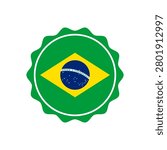 Circle flag of Brazil. Bottle cap with Brazil flag pattern perfect for print apparel etc.