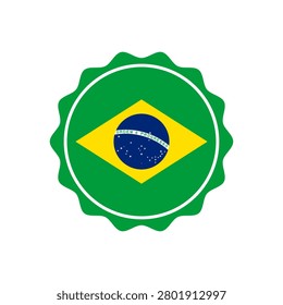 Circle flag of Brazil. Bottle cap with Brazil flag pattern perfect for print apparel etc.