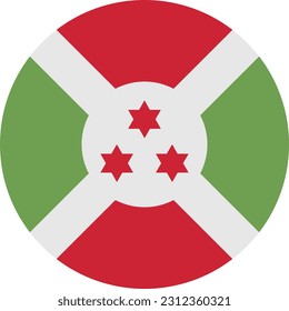 A Circle Flag of Burundi on White Background. Vector. EPS File.