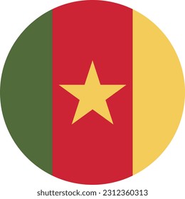 A Circle Flag of Cameroon on White Background. Vector. EPS File.