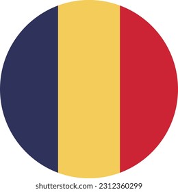 Bandera circular de Chad de fondo blanco. Vector. Archivo EPS.