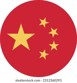 Bandera circular de China de fondo blanco. Vector. Archivo EPS.