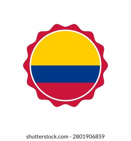Circle flag of Colombia. Bottle cap with Colombia flag pattern perfect for print apparel etc.
