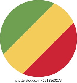 Bandera circular del Congo sobre fondo blanco. Vector. Archivo EPS.