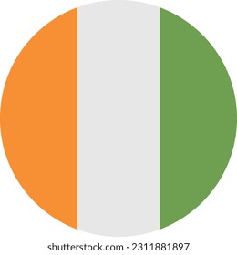 A Circle Flag of Côte d'Ivoire on White Background. Vector. EPS File.