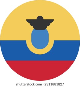 Eine Circle Flag von Ecuador auf weißem Hintergrund. Vektorgrafik. EPS-Datei.