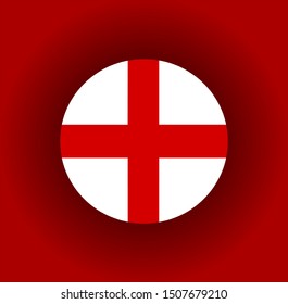 circle flag of england on red background