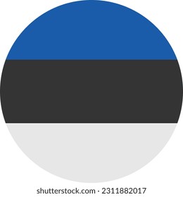 Bandera circular de Estonia de fondo blanco. Vector. Archivo EPS.