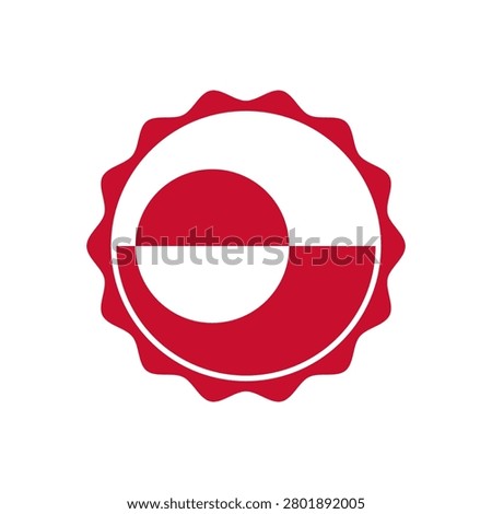 Circle flag of Greenland. Bottle cap with Greenland flag pattern perfect for print apparel etc.