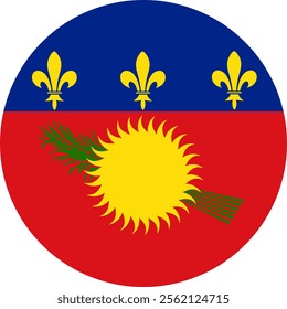 Circle Flag of Guadeloupe, Guadeloupe Circle Flag, Vector Images