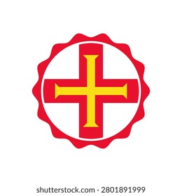 Circle flag of Guernsey. Bottle cap with Guernsey flag pattern perfect for print apparel etc.