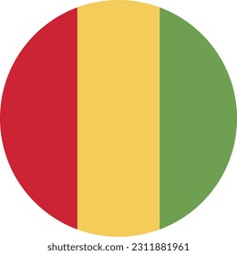 A Circle Flag of Guinea on White Background. Vector. EPS File.