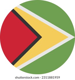 A Circle Flag of Guyana on White Background. Vector. EPS File.