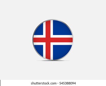 Circle flag of Iceland on light gray background
